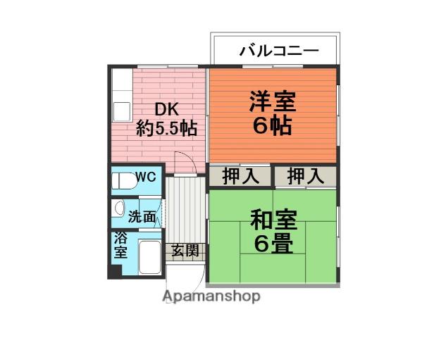 谷村マンション(2K/2階)の間取り写真