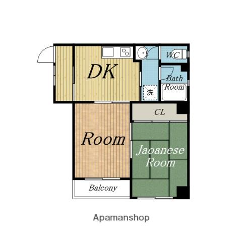 ニューカントリーハイム新高(2DK/1階)の間取り写真
