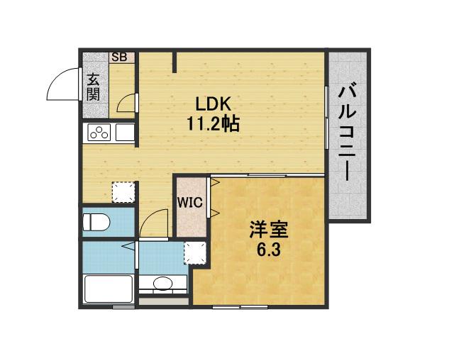 セジュール玉井(1LDK/3階)の間取り写真