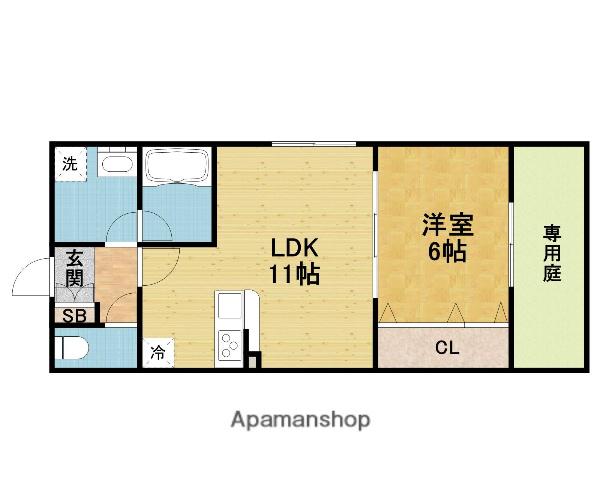 プレジール曽根東町(1LDK/1階)の間取り写真