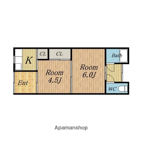 越智文化1号館(2K/1階)の間取り写真