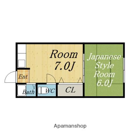 利倉神吉文化(1DK/2階)の間取り写真