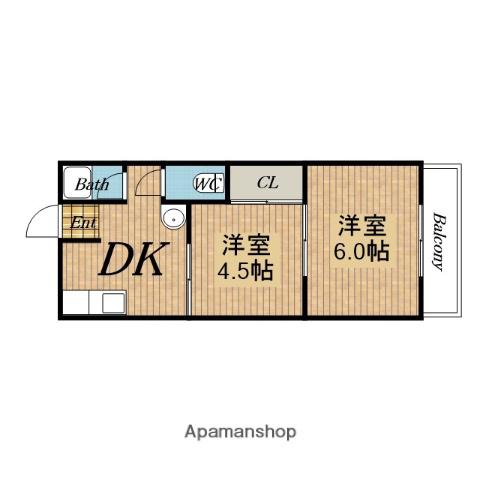 豊南ハイツ豊南町西(2DK/2階)の間取り写真