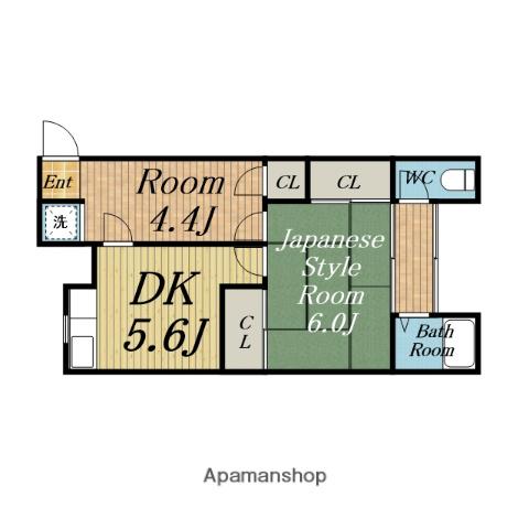 丸尾文化(1SDK/2階)の間取り写真