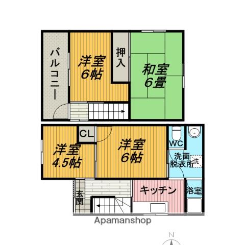 阪急電鉄宝塚線 庄内駅(大阪) 徒歩13分 2階建 築60年(4DK)の間取り写真