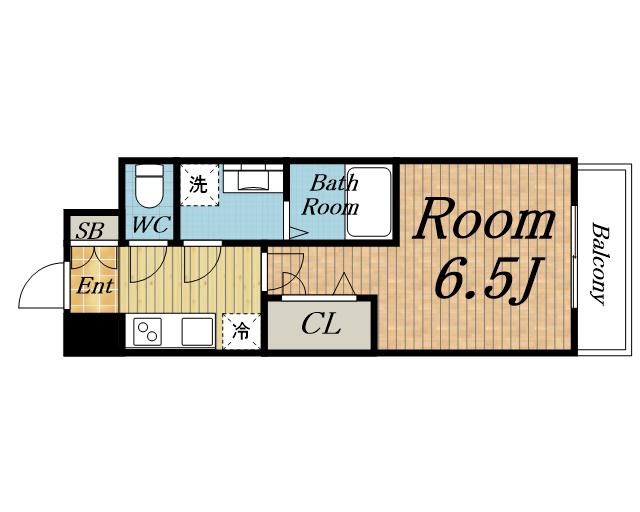 レジュールアッシュ三国本町(1K/1階)の間取り写真