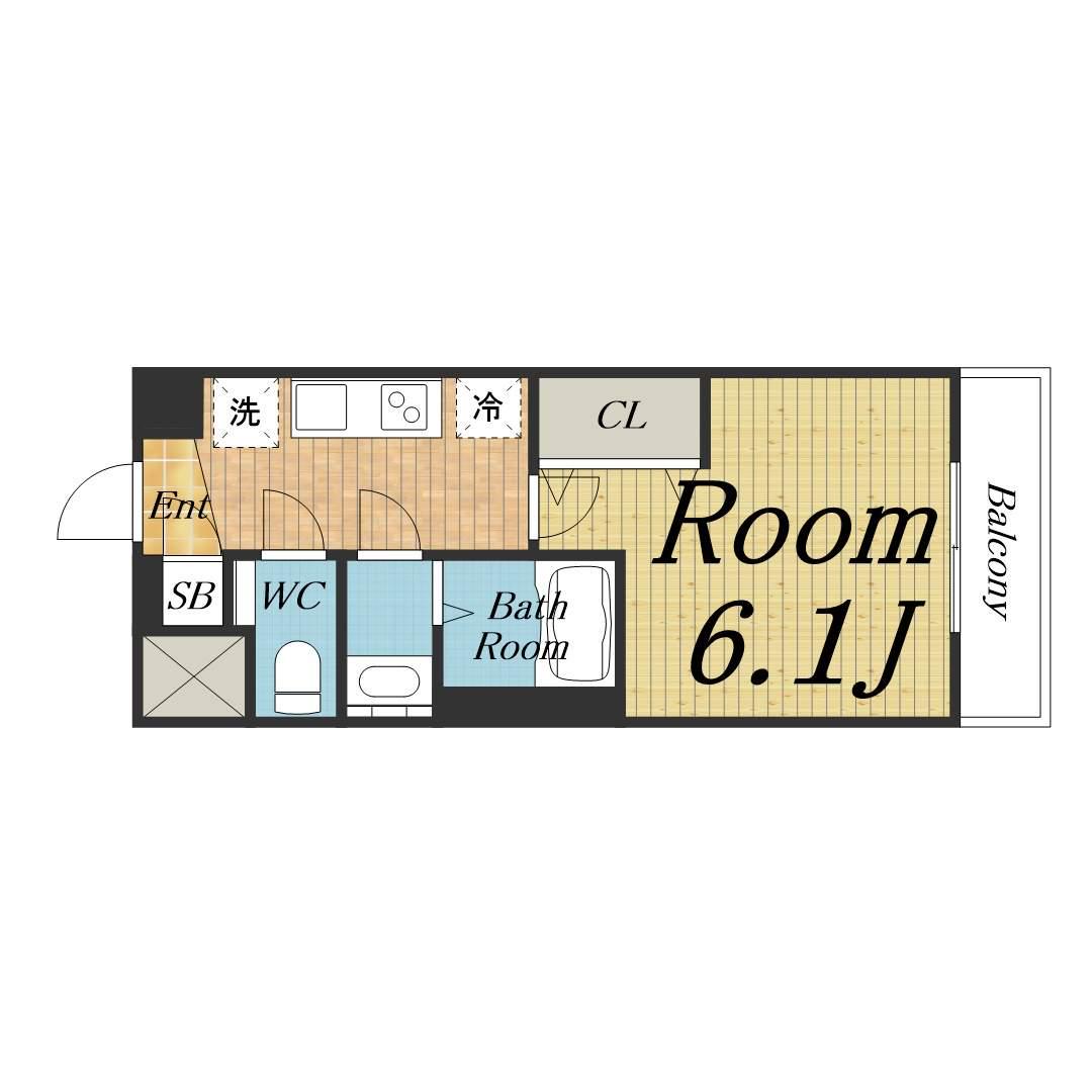 プレサンス神崎川ファインブレス(1K/6階)の間取り写真