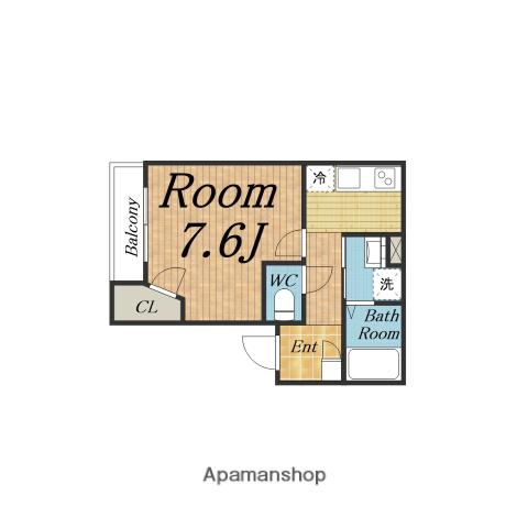 カサーディア加島1(1K/1階)の間取り写真