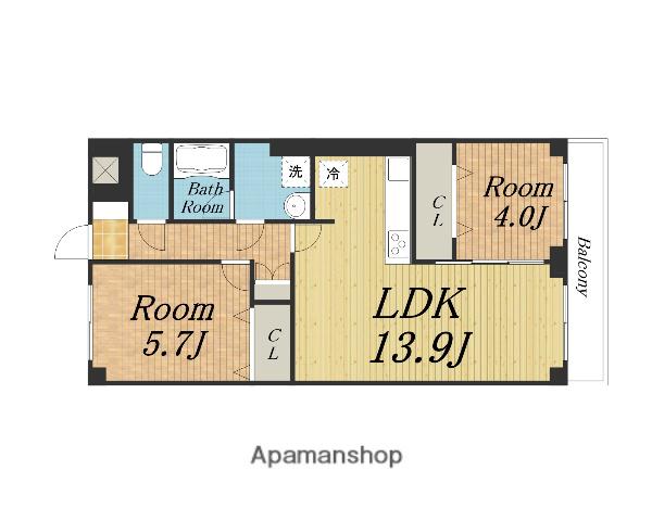 グリュックメゾンF豊中ⅩⅤ(2LDK/5階)の間取り写真