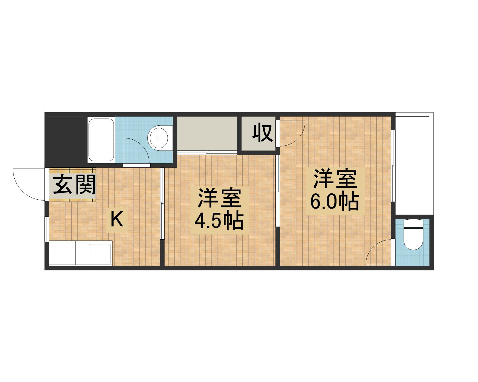 宮井マンション(1K/4階)の間取り写真