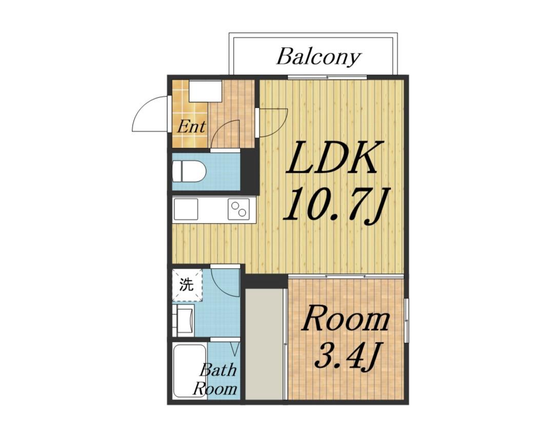 フォレスタ服部天神(1LDK/1階)の間取り写真