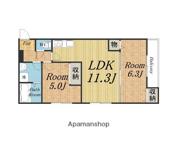 クレセル利倉東Ⅰ(2LDK/3階)の間取り写真