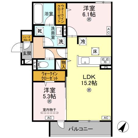 D-RESIDENCE大島町(2LDK/1階)の間取り写真
