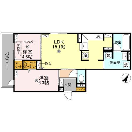 D-RESIDENCE大島町(2LDK/3階)の間取り写真