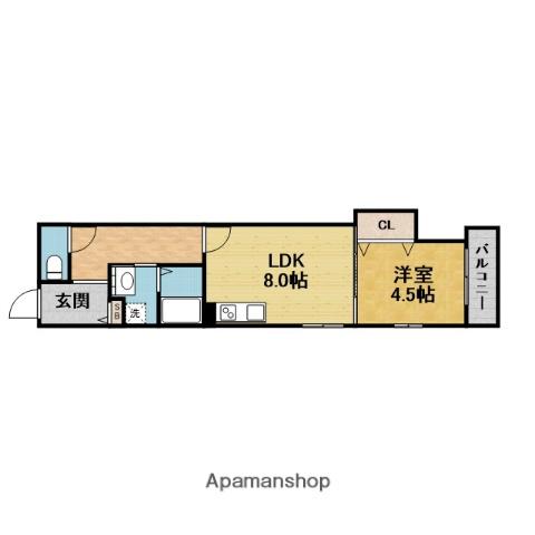 LA VIE BELLE 宝山町Ⅱ(1LDK/1階)の間取り写真