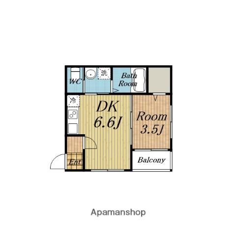 ハーモニーテラス浜(1DK/1階)の間取り写真