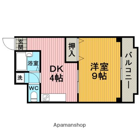 ヴァンベール豊中(1DK/2階)の間取り写真