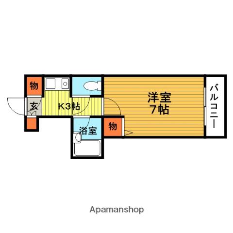 グリーンハウス緑地(1K/2階)の間取り写真