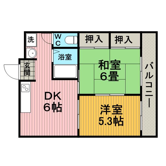 ボナールタクミ(2DK/3階)の間取り写真