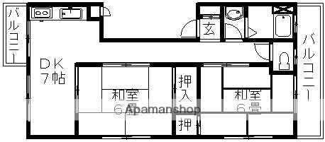 眞鍋マンション(2DK/3階)の間取り写真