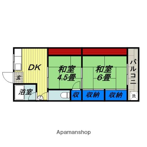 シャトーソネ(2DK/2階)の間取り写真