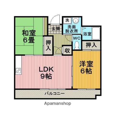 インフィニティフジ(2DK/3階)の間取り写真