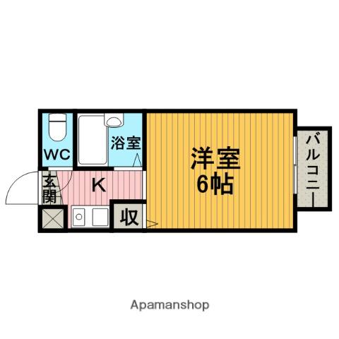 クラウンハイム新高(1K/4階)の間取り写真