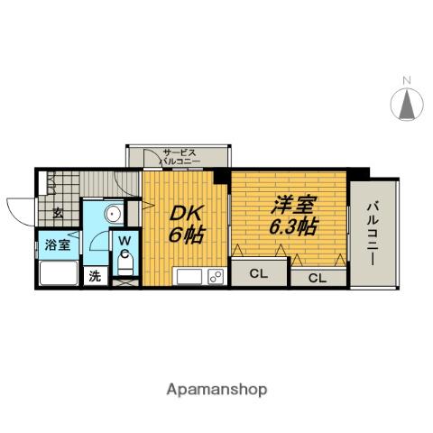 シティーコート曽根東町第3(1DK/4階)の間取り写真
