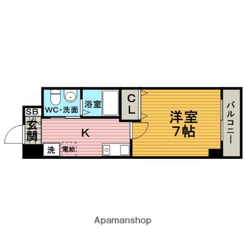CASSIA豊中三国(1K/2階)の間取り写真