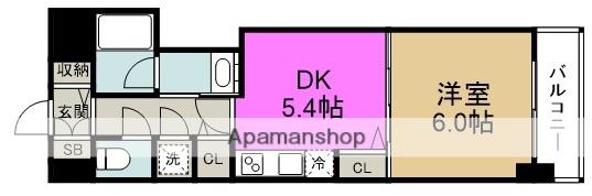 クリーデンス福島(1DK/5階)の間取り写真