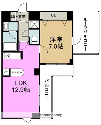 ソルレヴェンテ梅田(1LDK/8階)の間取り写真