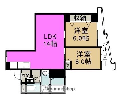 アメニティ福島(2LDK/11階)の間取り写真