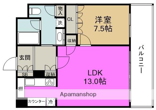 リーガル福島あみだ池(1LDK/2階)の間取り写真