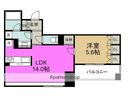 アーデンタワー福島ウエスト(1LDK/8階)の間取り写真