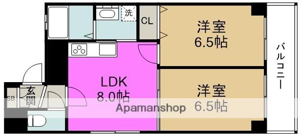 グラニット愛和(2DK/6階)の間取り写真