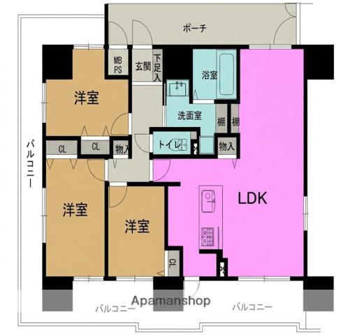 パルシオ福島(3LDK/4階)の間取り写真