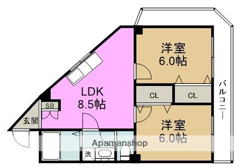 ニューフジマンション(2DK/2階)の間取り写真