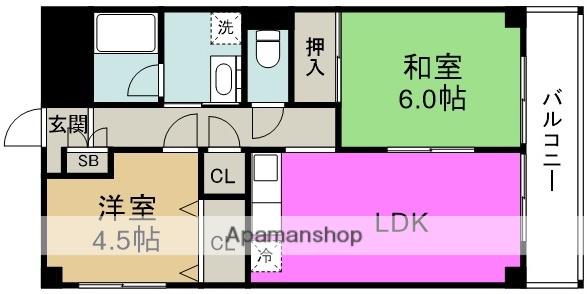 ブルームコートⅠ(2LDK/4階)の間取り写真