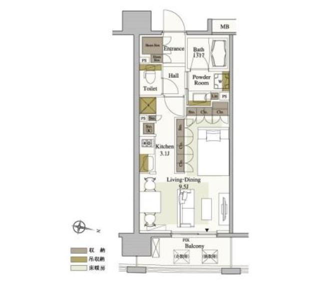 パークアクシス梅田(ワンルーム/10階)の間取り写真