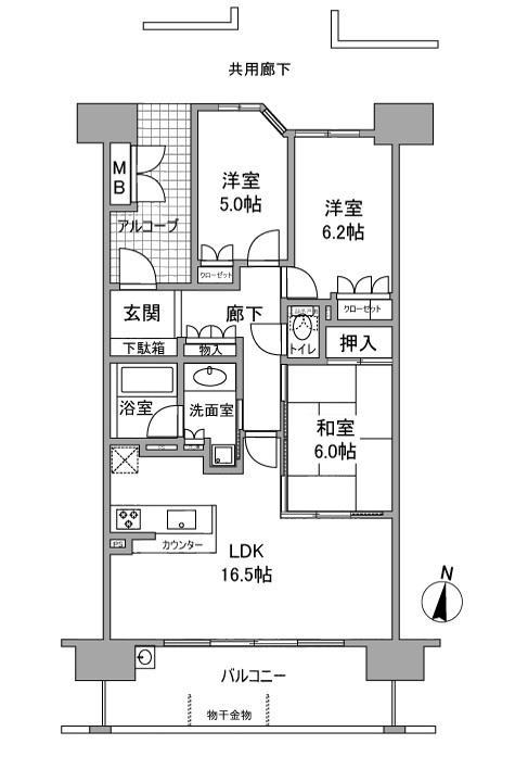 プラウド江坂(3LDK/7階)の間取り写真