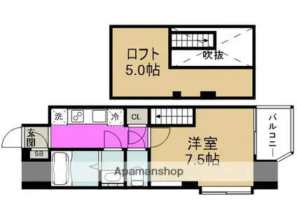 PIECE CHARMANTE FUKUSHIMA(1K/2階)の間取り写真