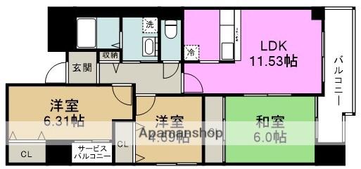 ファミーユ西梅田(3LDK/8階)の間取り写真