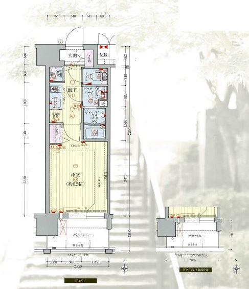 プレサンス谷町七丁目(1K/12階)の間取り写真