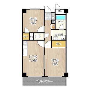 久光マンション(2LDK/5階)の間取り写真