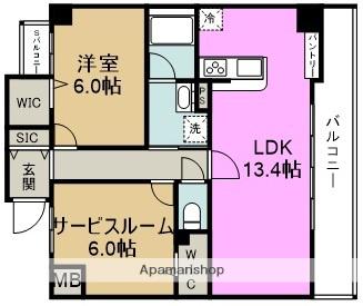 ハナミズキ福島(1SLDK/4階)の間取り写真