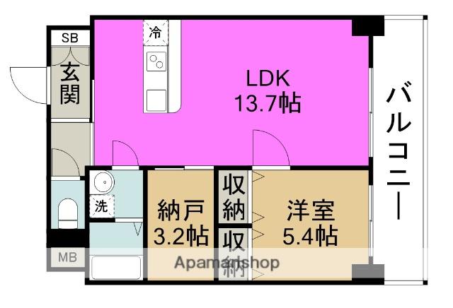 アプリーレ中之島(1SLDK/4階)の間取り写真