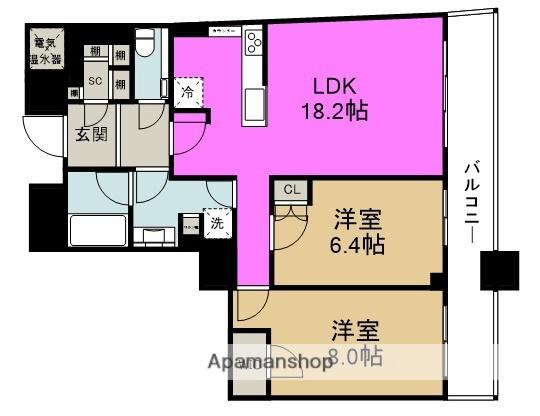 ザ・タワー大阪(2LDK/32階)の間取り写真