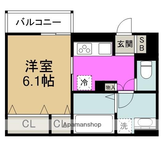 グリーンサイド野田(1K/1階)の間取り写真