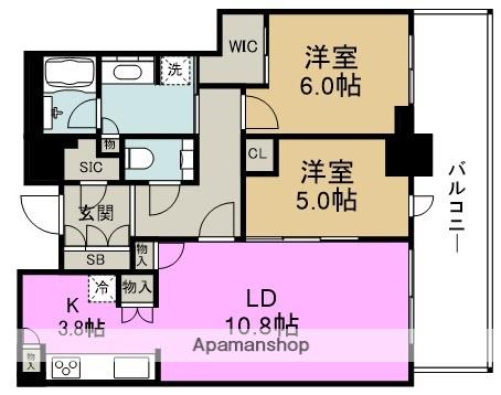 グランドメゾン新梅田タワー THE CLUB RESIDENCE(2LDK/13階)の間取り写真