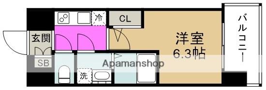 エスリードレジデンス大阪福島シティウエスト(1K/9階)の間取り写真